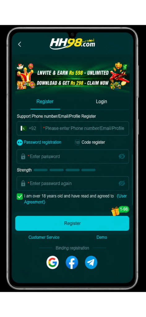 hh98 login and register